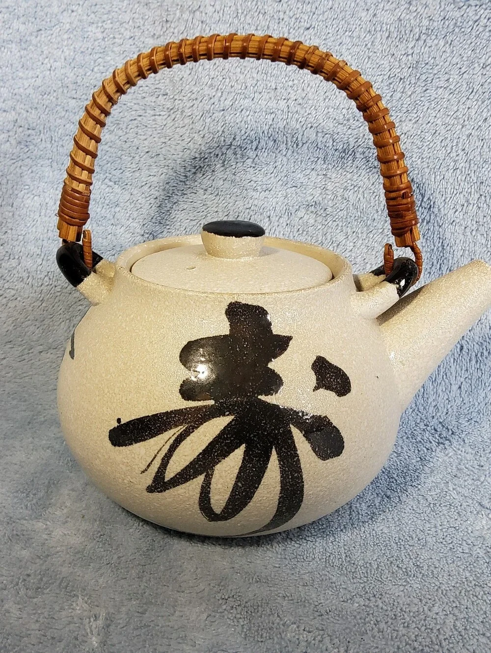 Vintage Otagiri OMC Teapot Japanese Stoneware Calligraphy Kanji Bamboo **CHIPPED
